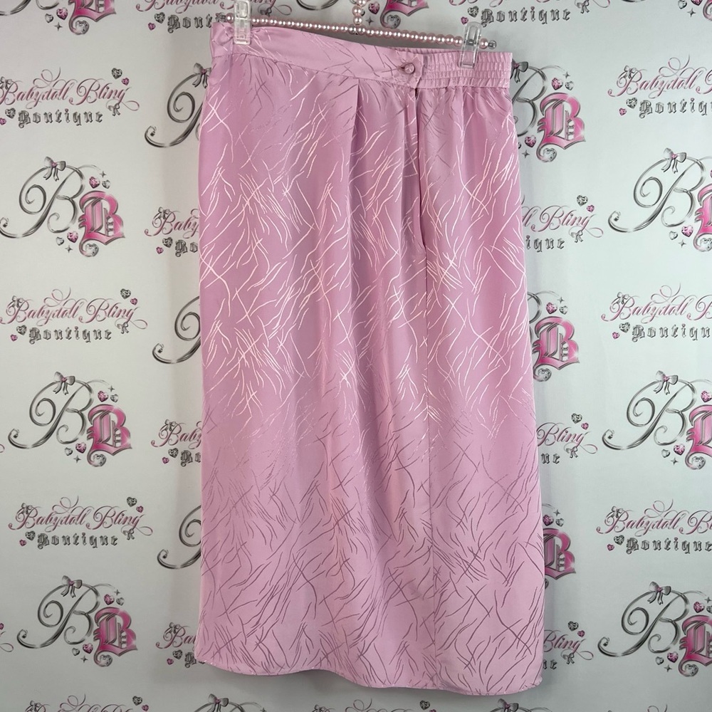 Vintage skirt shiny shimmer abstract line work pattern Pink Women's Skirt